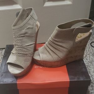 Beige GUESS wedge sandals